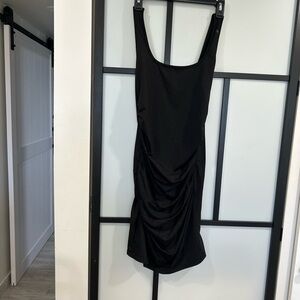 Chic Black Ruched Mini Dress